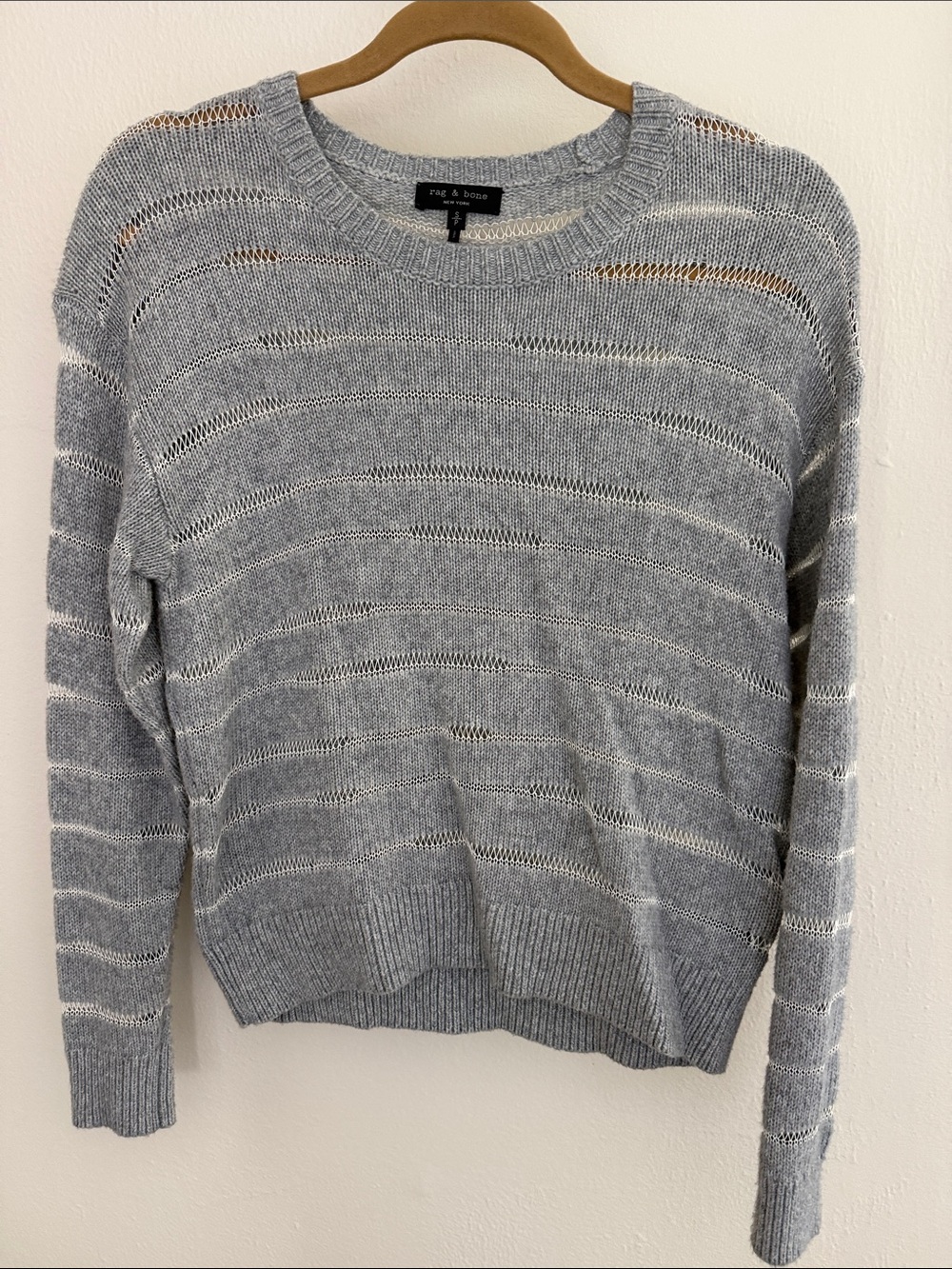 rag & bone Heather Gray Open-Weave Crewneck Sweater